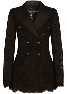Dolce & Gabbana Turlington lace-detail double-breasted blazer