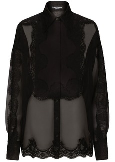 Dolce & Gabbana lace-trim organza tuxedo shirt