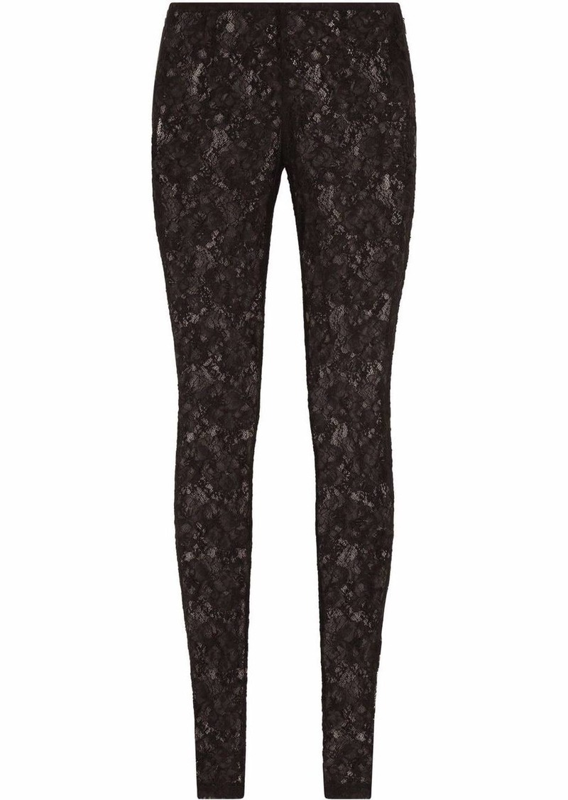 Dolce & Gabbana floral-lace slim-cut leggings