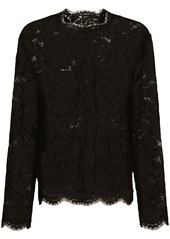 Dolce & Gabbana floral-lace single-breasted jacket