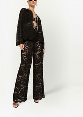 Dolce & Gabbana floral-lace single-breasted jacket