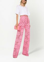 Dolce & Gabbana floral-lace flared trousers