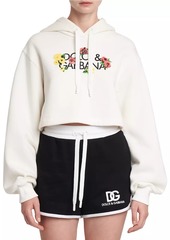 Dolce & Gabbana Floral Logo Cotton Crop Hoodie