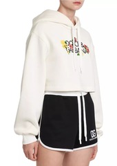 Dolce & Gabbana Floral Logo Cotton Crop Hoodie