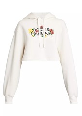 Dolce & Gabbana Floral Logo Cotton Crop Hoodie