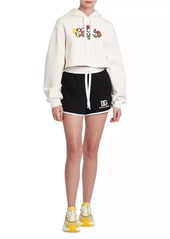 Dolce & Gabbana Floral Logo Cotton Crop Hoodie