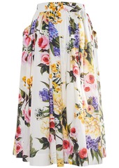 Dolce & Gabbana Floral Pleated Cotton Poplin Midi Skirt