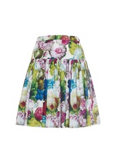 Dolce & Gabbana Floral Pleated Cotton Poplin Mini Skirt