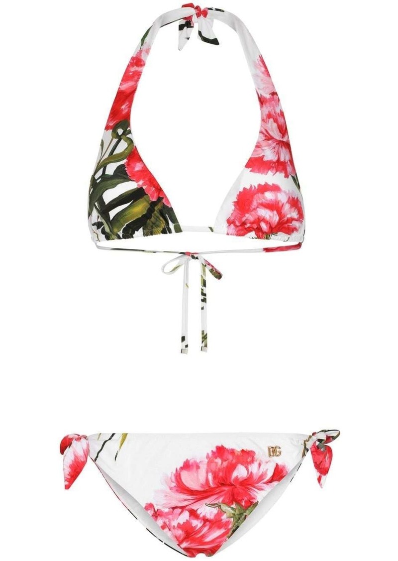 Dolce & Gabbana floral-print triangle bikini set