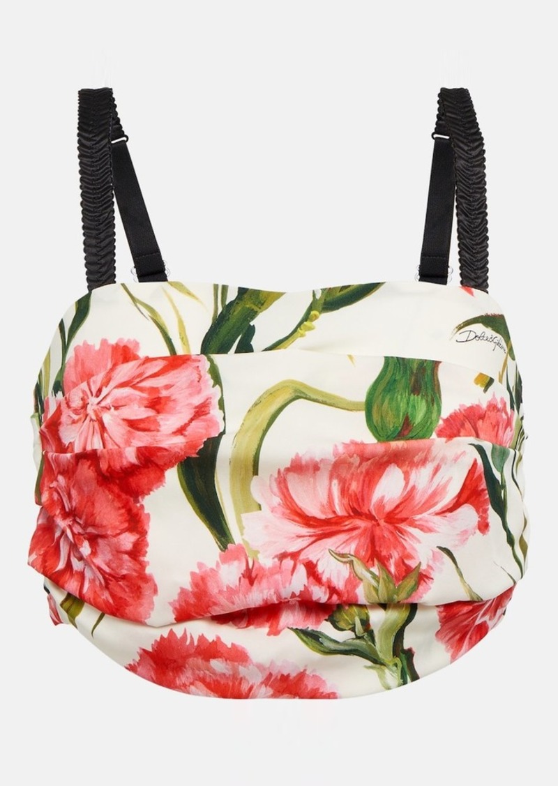 Dolce & Gabbana Floral-printed silk-blend crop top