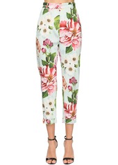 Dolce & Gabbana Flower Print Cotton Drill Capri Pants