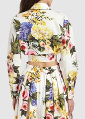 Dolce & Gabbana Flower Print Cotton Poplin Crop Shirt