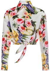 Dolce & Gabbana Flower Print Cotton Poplin Crop Shirt