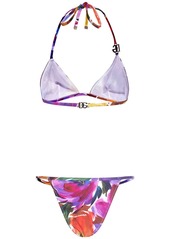 Dolce & Gabbana Flower Print Jersey Triangle Bikini