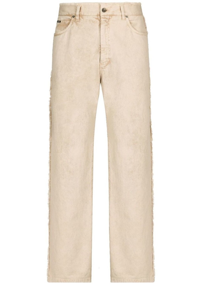 Dolce & Gabbana frayed-trim loose-fit jeans