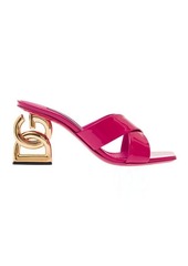 Dolce & Gabbana Fuchsia Mules with DG Logo Heel in Patent Leather Woman
