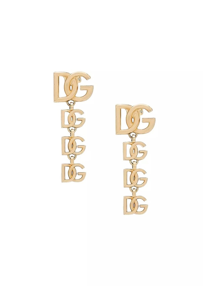 Dolce & Gabbana Gold-Plated Logo Drop Earrings