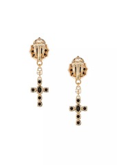 Dolce & Gabbana Goldtone & Glass Crystal Cross Drop Earrings