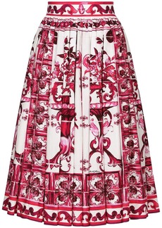 Dolce & Gabbana Majolica-print poplin skirt