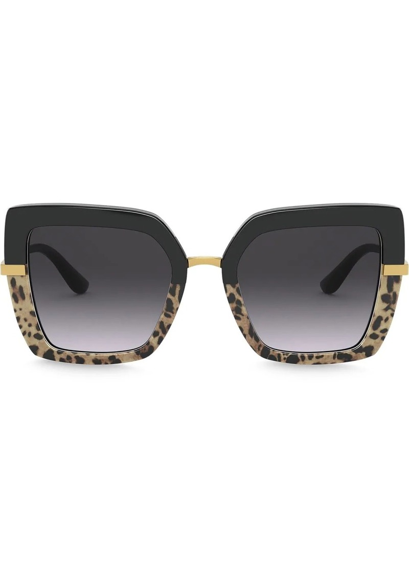 Dolce & Gabbana Half Print oversized square-frame sunglasses