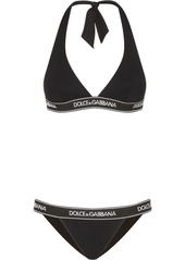 Dolce & Gabbana logo-tape halterneck bikini