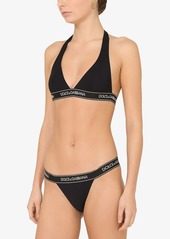 Dolce & Gabbana logo-tape halterneck bikini