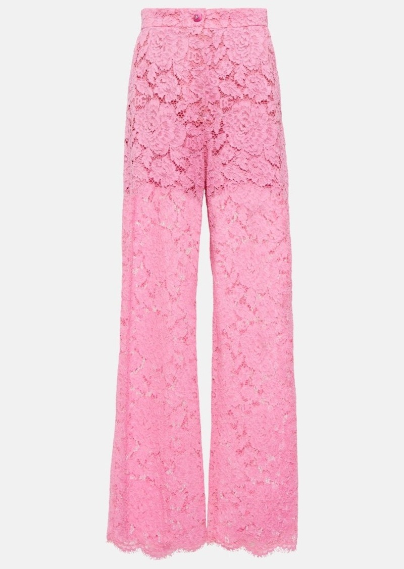 Dolce & Gabbana High-rise wide-leg lace pants