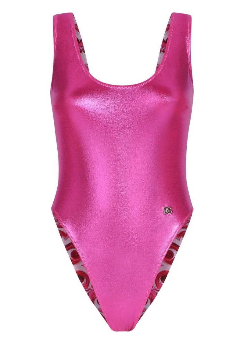 Dolce & Gabbana high-shine one-piece swimsuit