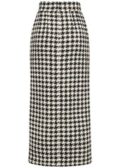 Dolce & Gabbana High Waist Houndstooth Midi Skirt