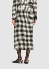 Dolce & Gabbana High Waist Houndstooth Midi Skirt