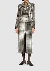 Dolce & Gabbana High Waist Houndstooth Midi Skirt