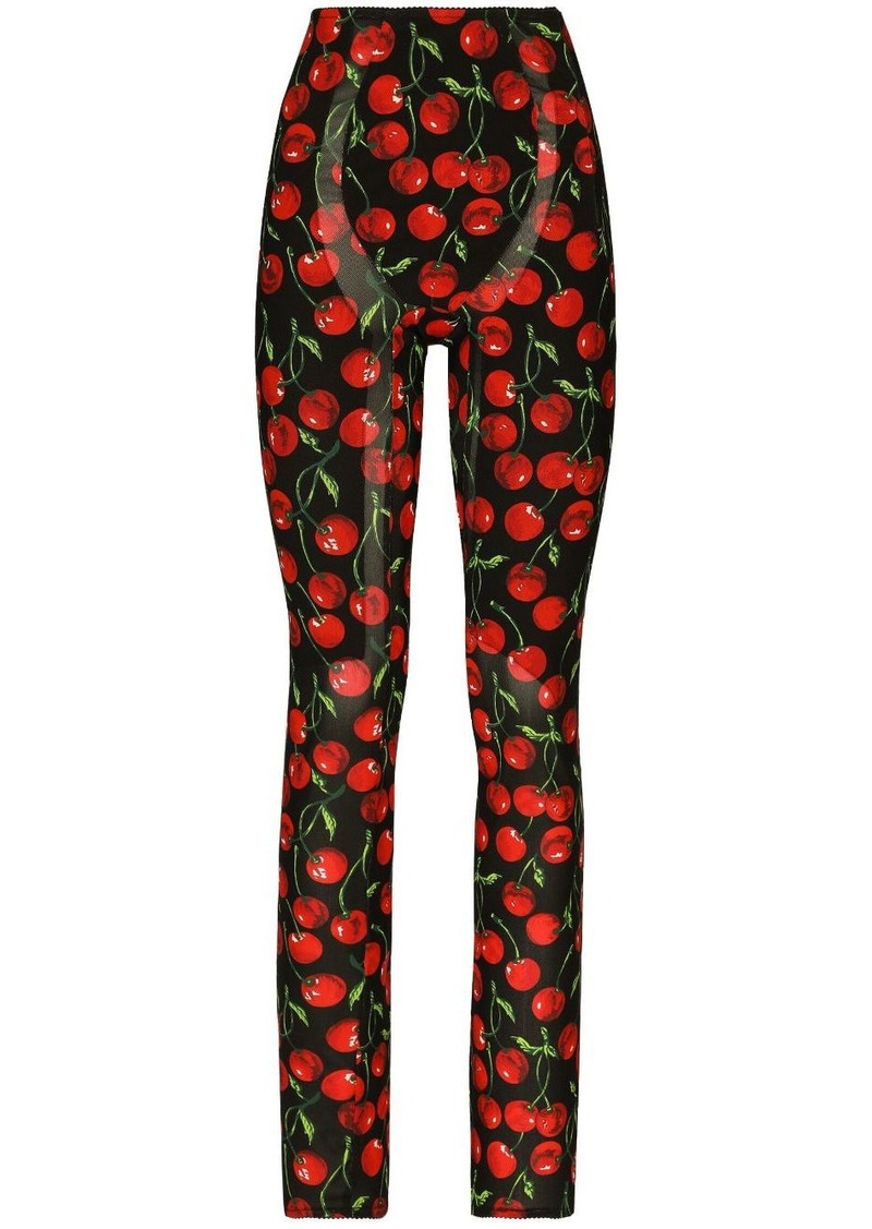 Dolce & Gabbana high-waisted cherry-print leggings