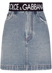 Dolce & Gabbana logo-waistband denim miniskirt