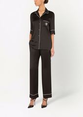 Dolce & Gabbana contrast-trim satin pajama bottoms