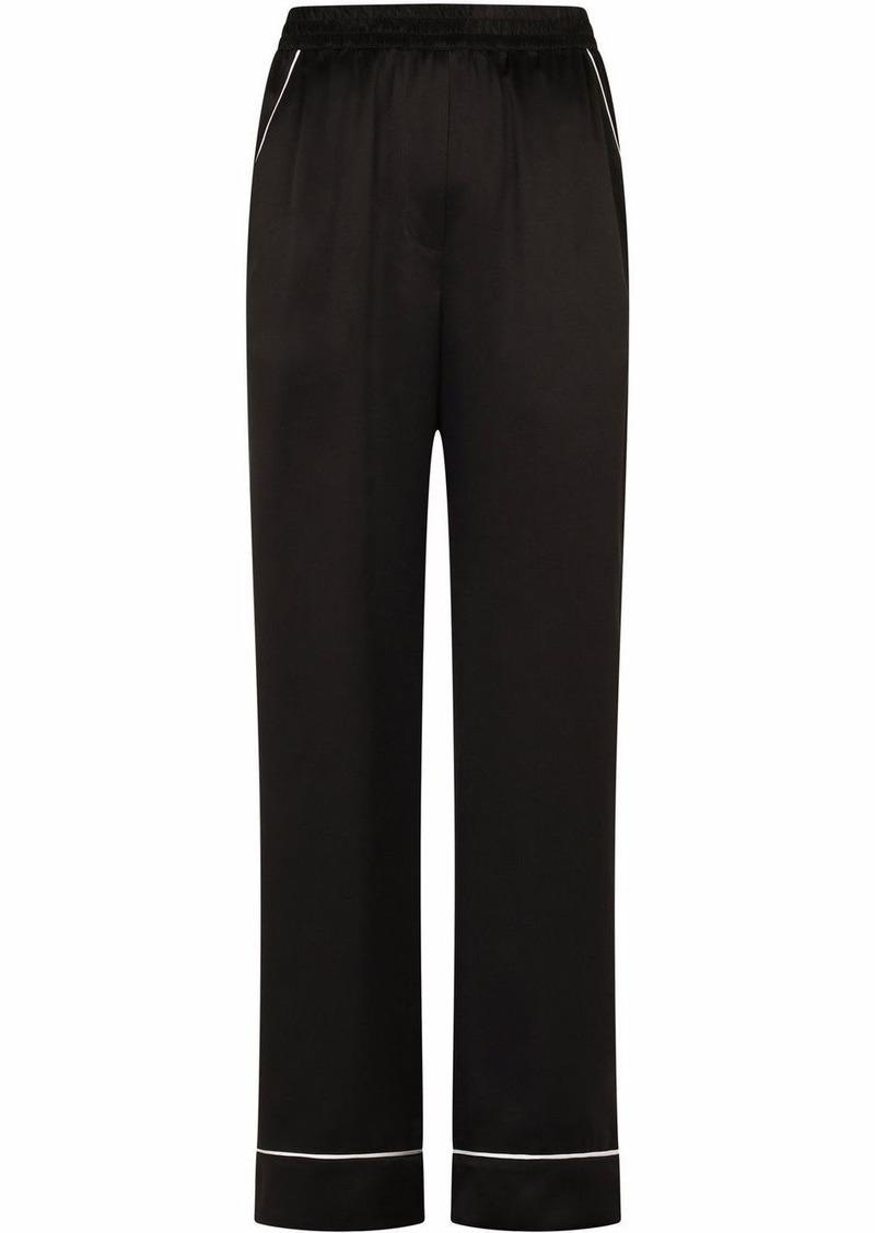 Dolce & Gabbana contrast-trim satin pajama bottoms