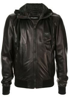 Dolce & Gabbana logo-tag leather jacket