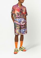 Dolce & Gabbana island-print drawstring shorts
