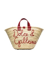 Dolce & Gabbana Kendra logo-embroidered raffia tote bag