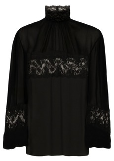 Dolce & Gabbana lace-embellished high-neck blouse