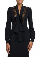 Dolce & Gabbana Lace Inset Tie-Neck Blouse