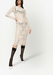 Dolce & Gabbana floral-lace long-sleeve midi dress