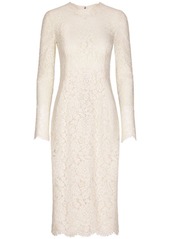 Dolce & Gabbana floral-lace long-sleeve midi dress