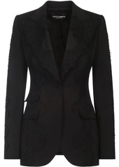 Dolce & Gabbana lace-overlay peak-lapel blazer
