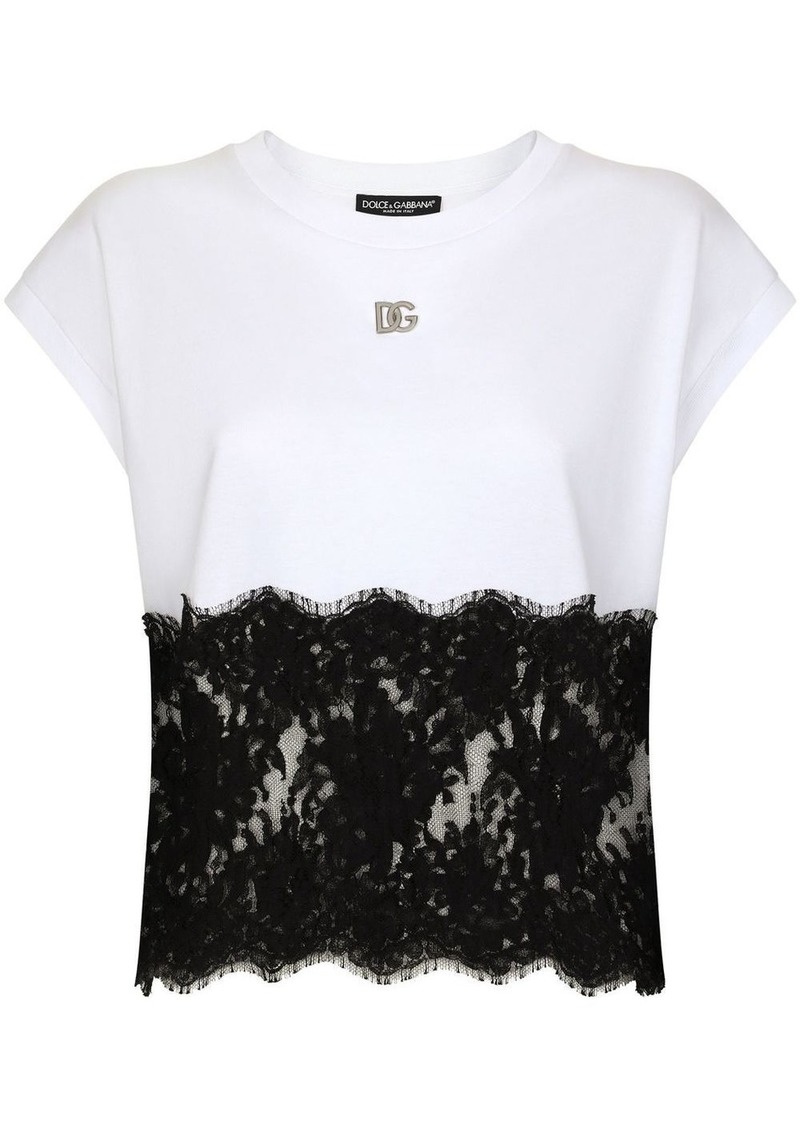 Dolce & Gabbana DG-logo lace-trim T-shirt