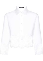 Dolce & Gabbana lace-insert cropped poplin shirt