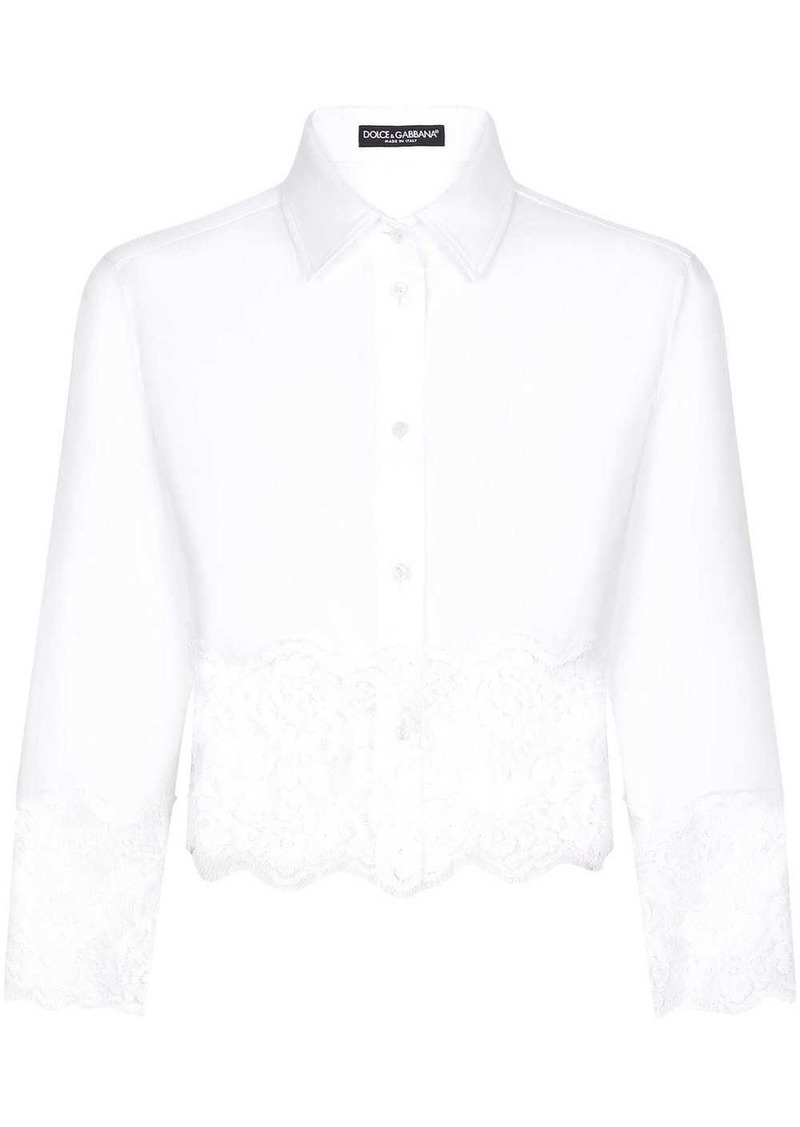 Dolce & Gabbana lace-insert cropped poplin shirt