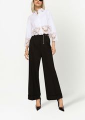 Dolce & Gabbana lace-insert cropped poplin shirt