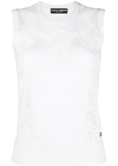 Dolce & Gabbana lace-trim sleeveless knitted top