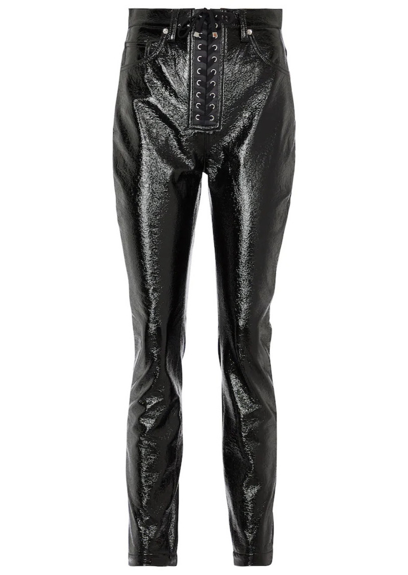 Dolce & Gabbana Lace-up coated cotton skinny jeans