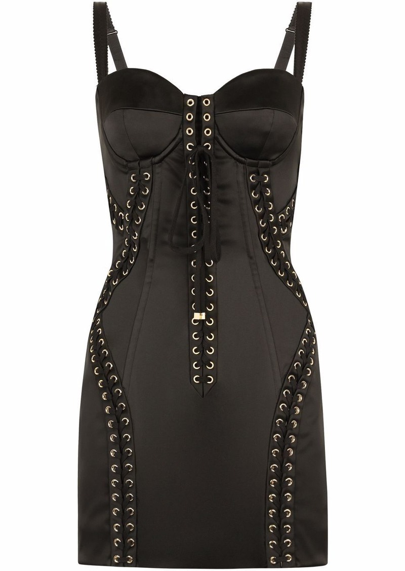 Dolce & Gabbana lace-up satin minidress